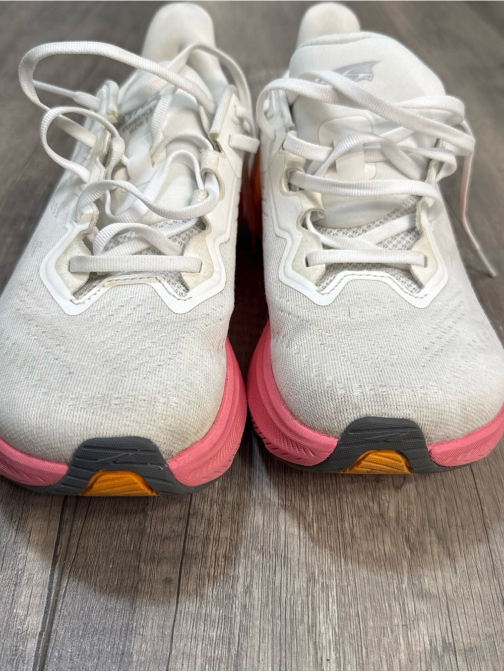Altra Women's White Running Shoes with Pink-to-Orange Gradient Midsole - Picture 8 of 8